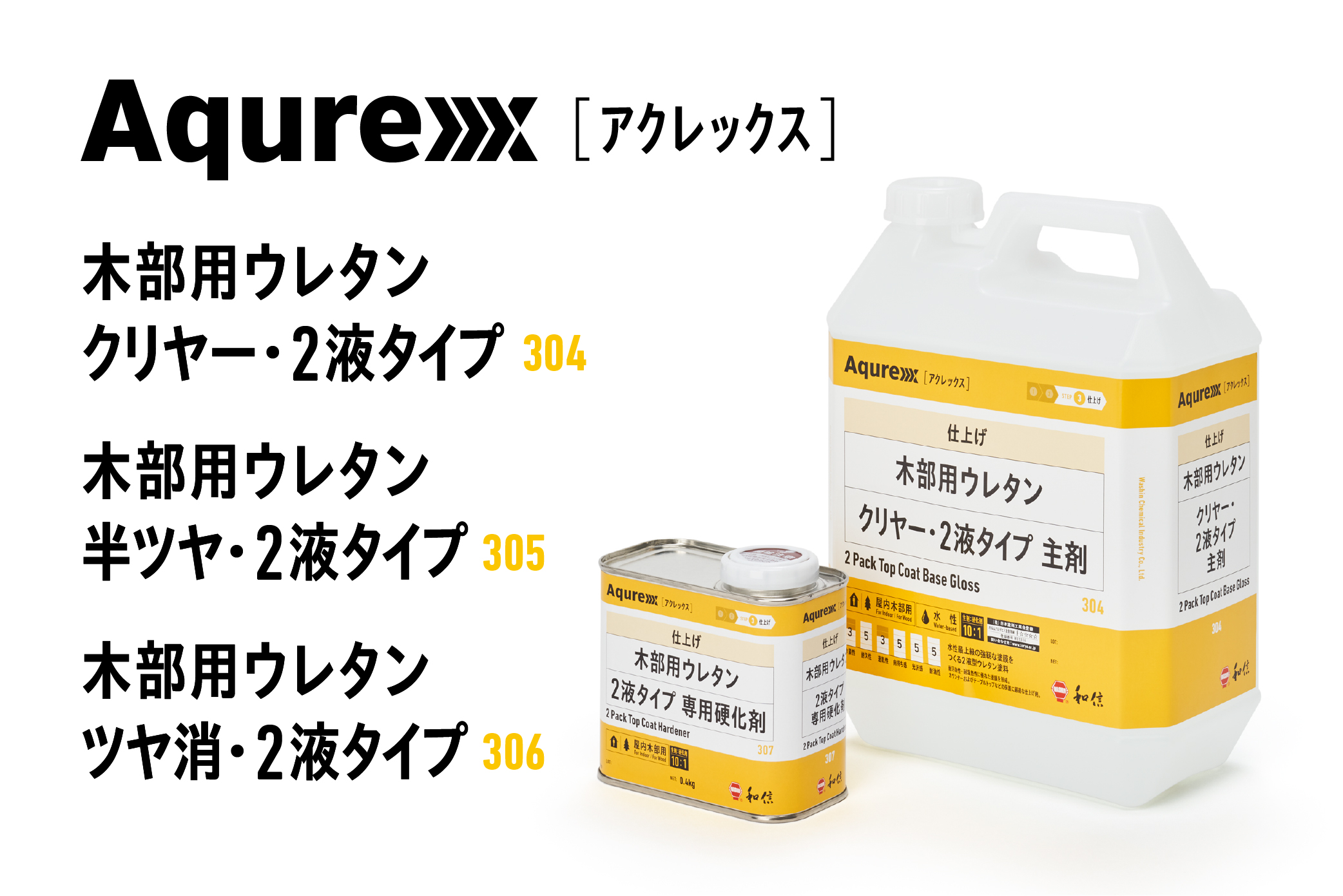 Aqurex 木部用ウレタン クリヤー・2液タイプ / 半ツヤ・2液タイプ 